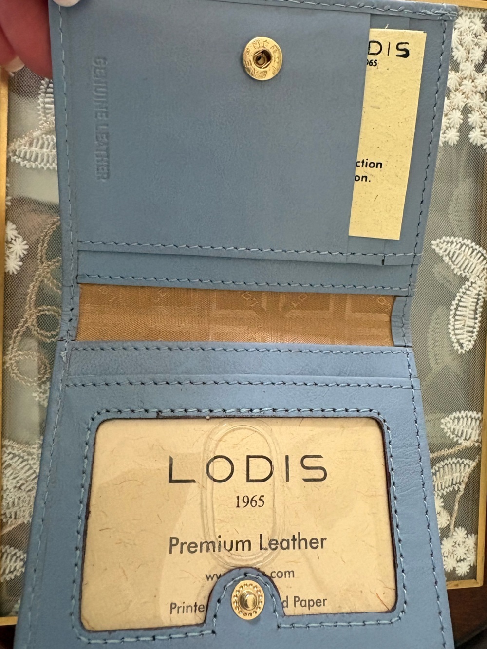 Lodis Genuine Leather Compact Bifold Wallet - Periwinkle / Slate Blue - Picture 2 of 10